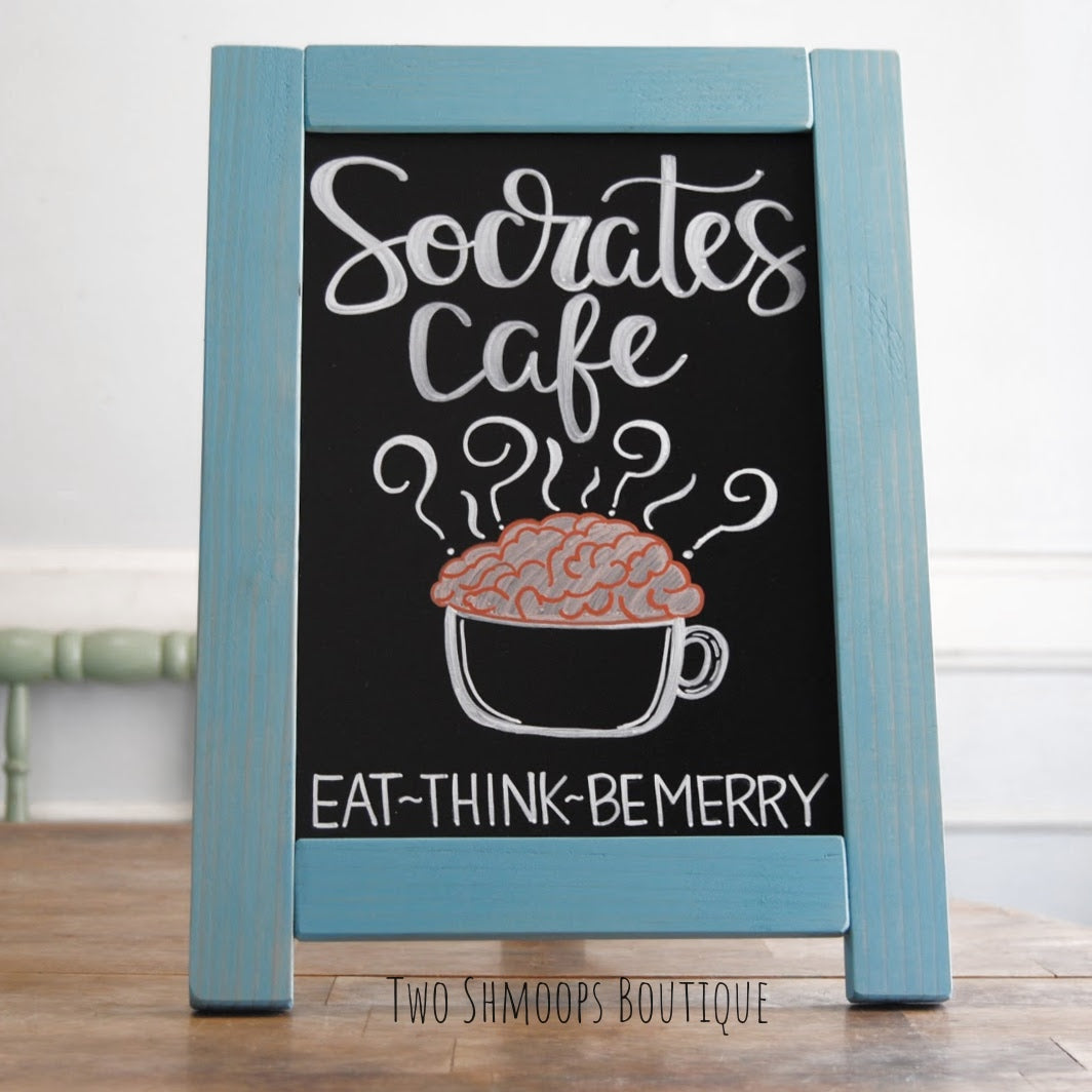 Tabletop Chalkboard Easel with Vintage Aqua Frame- 11x15 Inches