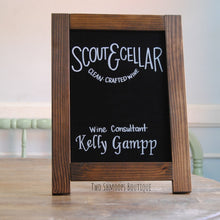 Load image into Gallery viewer, Rustic Chalkboard Sign Easel - Blank or Personalized - Various Frame Colors - 11&quot;x15&quot;
