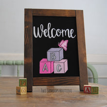 Load image into Gallery viewer, Rustic Chalkboard Sign Easel - Blank or Personalized - Various Frame Colors - 11&quot;x15&quot;
