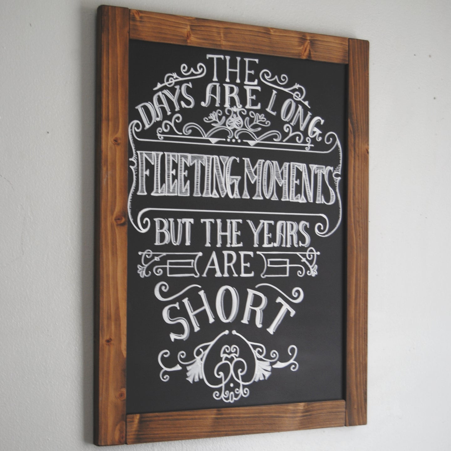 Wall Hanging Chalkboard Sign with Dark Walnut Frame - 16x20 Inches
