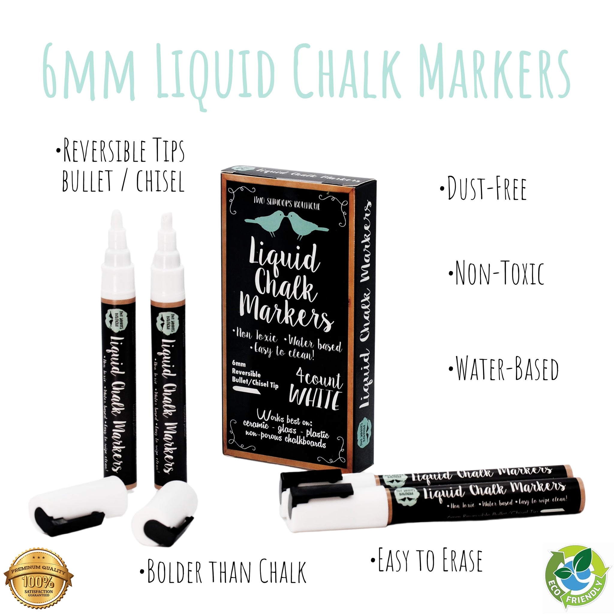 White Chalk Markers Pack of 4 Chalk Markers Liquid Chalk Pens for Chalkboard  Lettering by Two Shmoops Boutique 