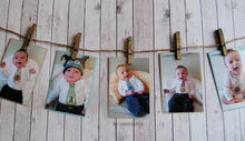 Load image into Gallery viewer, Rustic Clothespin Photo Display - Dark Walnut Clips and Twine
