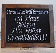 Load image into Gallery viewer, Wall Hanging Chalkboard Sign with Dark Walnut Frame - 14x17 Inches
