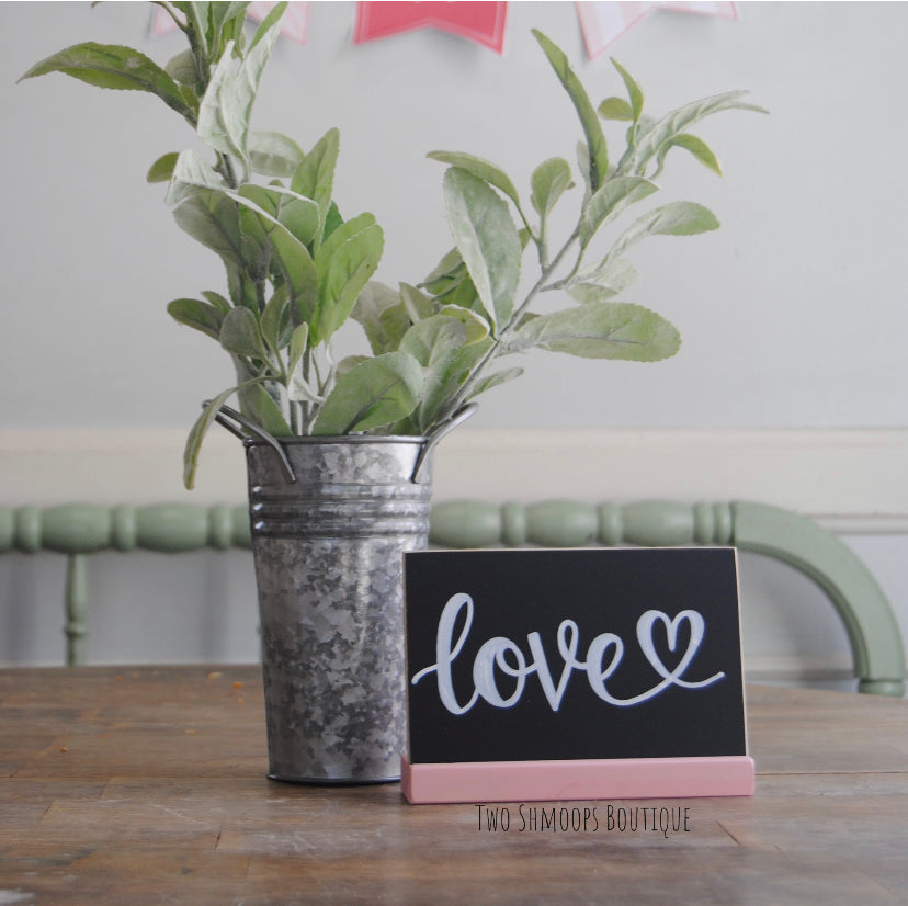 Mini Chalkboard Sign with Rose Pink Stand - 4x6 Inches