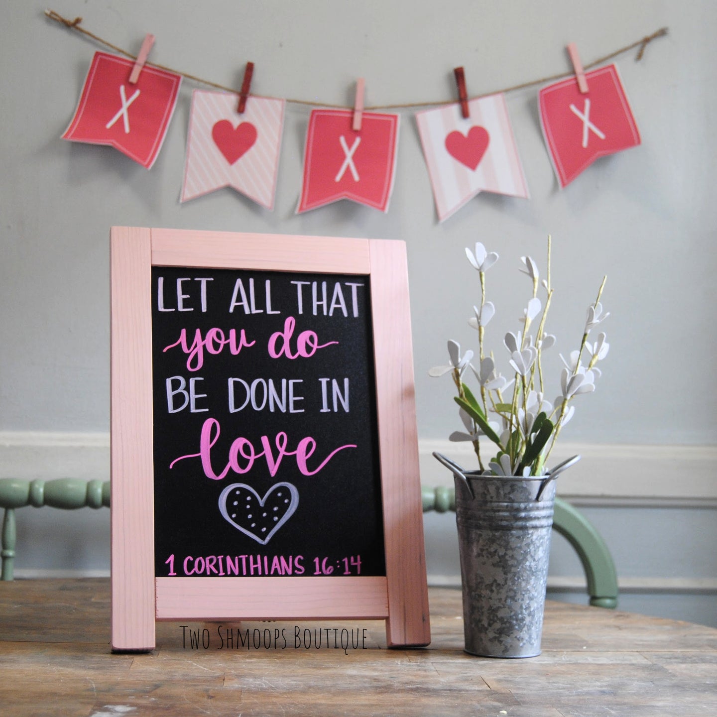 Tabletop Chalkboard Easel with Rose Pink Frame - 11x15 Inches