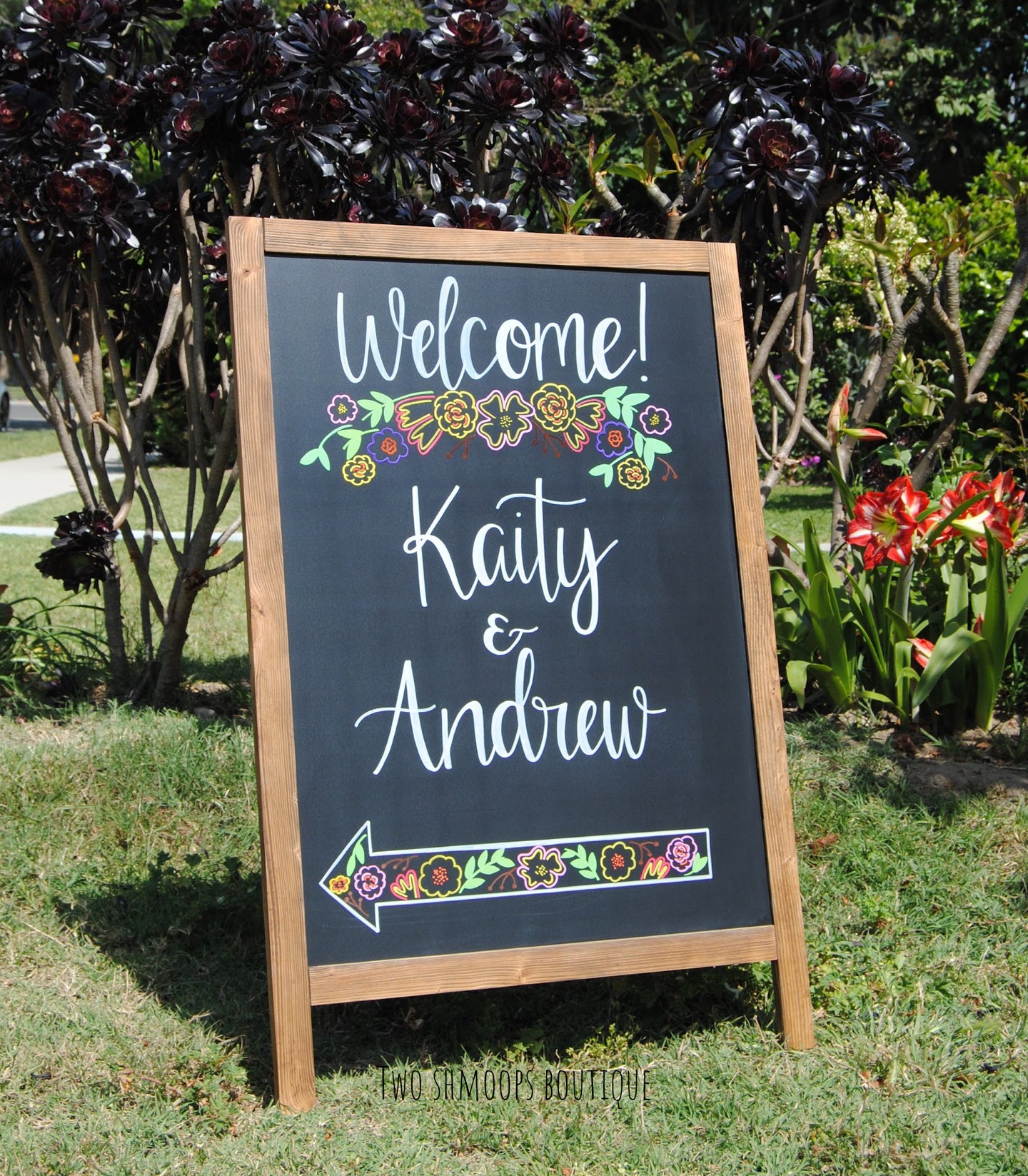 Large rustic chalkboard easel. Dark walnut Frame. pesonalized chalkboard easel